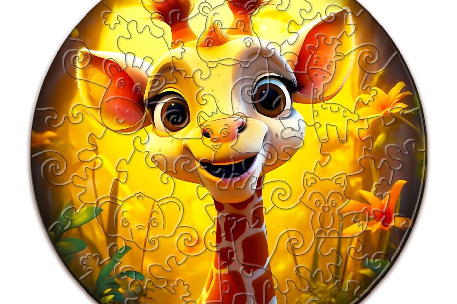 Children Wooden Jigsaw Puzzle-Cute Giraffe 66dd340140510