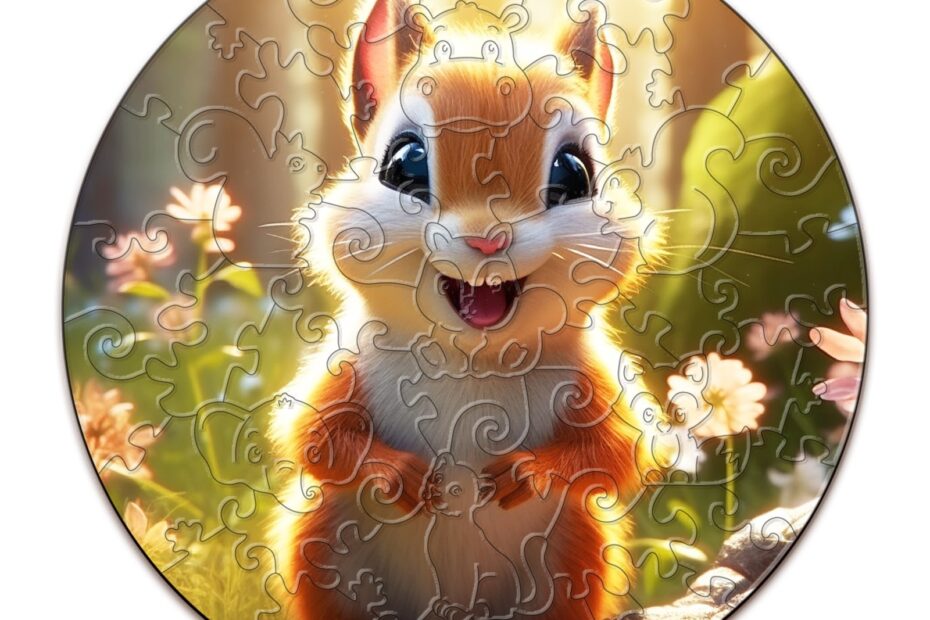 Children Wooden Jigsaw Puzzle-Cute Squirrel 66e1d641715cb