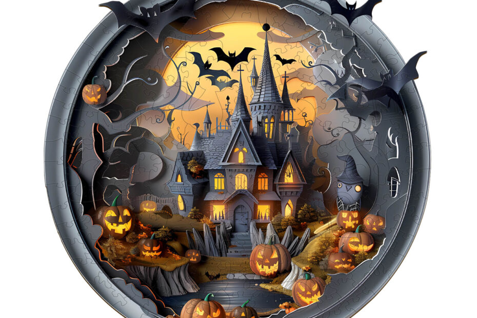 Wooden Jigsaw Puzzle-3D Halloween Castle 3 66e2ae8faec62