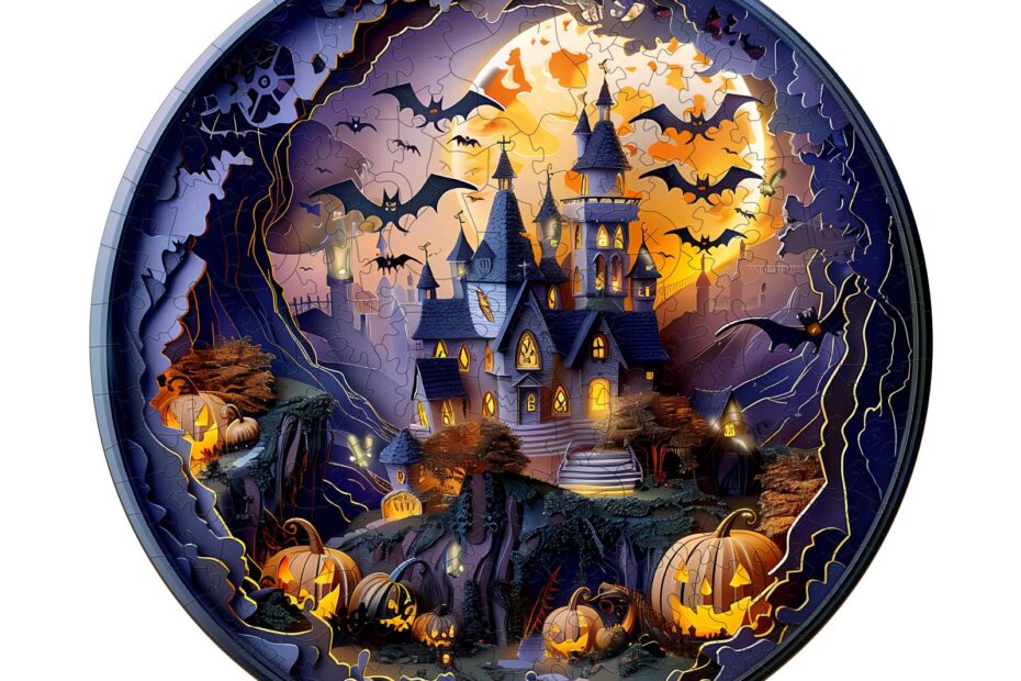 Wooden Jigsaw Puzzle-3D Halloween Castle 2 66e01a92c0782