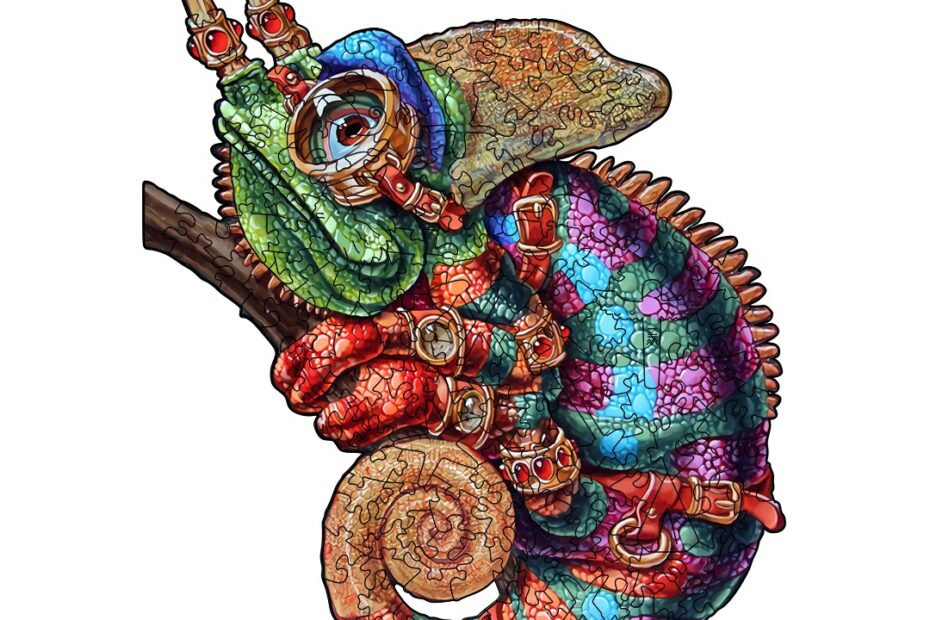 Wooden Jigsaw Puzzle- ADVENTUROUS CHAMELEON 66dfc8039bc17