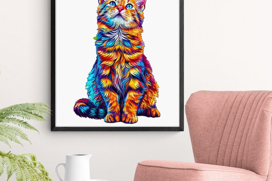 Delight in Serenity: Wooden Jigsaw Puzzle Featuring a Bengal Cat 66de6090b24e5