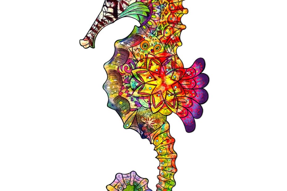 Wooden Jigsaw Puzzle-BRILLIANT SEA HORSE 66de54e14f789