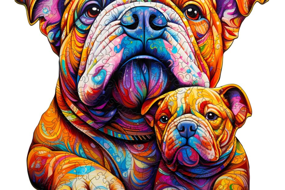 Wooden Jigsaw Puzzle-Bulldog family 66dbac528df24