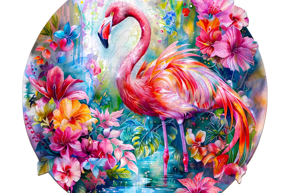Wooden Jigsaw Puzzle – Charming flamingo 66daa0243df07