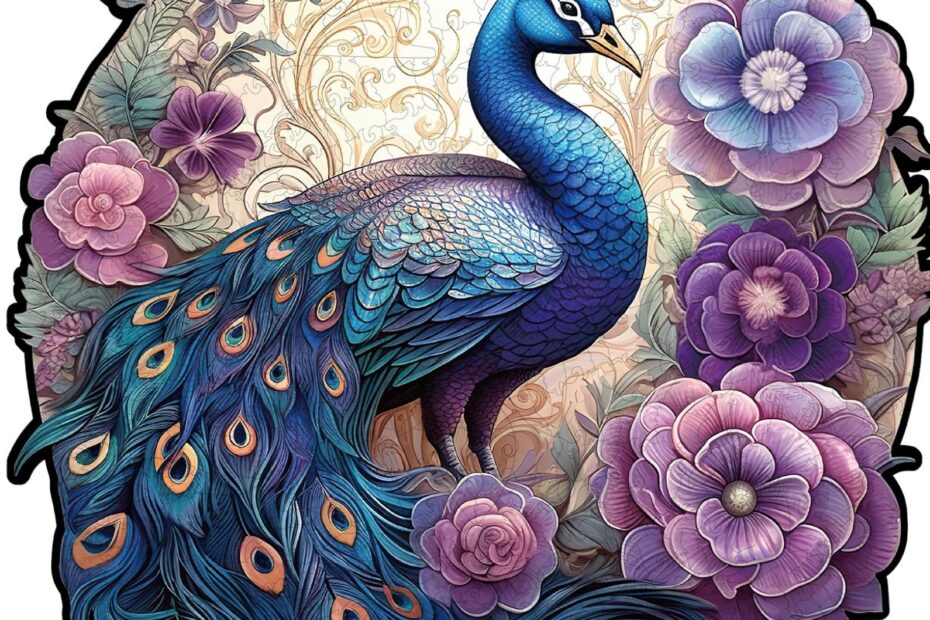Wooden Jigsaw Puzzle-Charming Peacock 66da43419f8c9