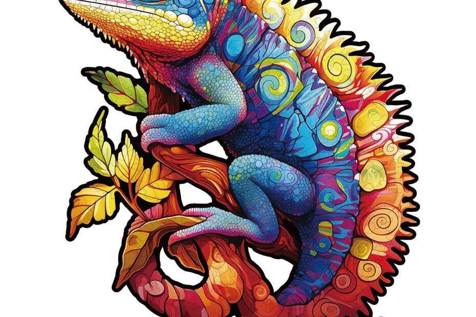 Wooden Jigsaw Puzzle-Colorful Chameleon 66dc470923899