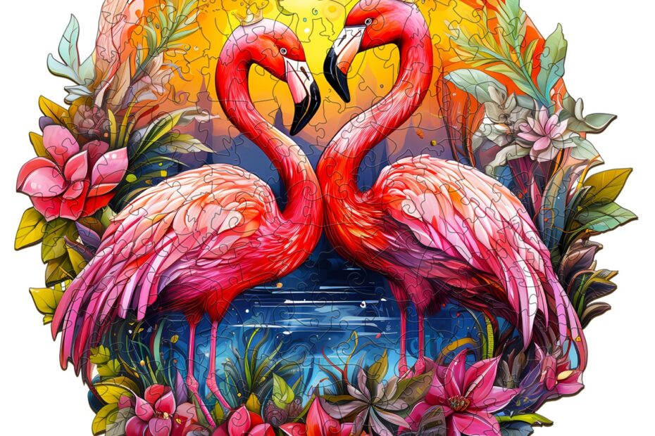 Wooden Jigsaw Puzzle-Crowned Flamingo 66dafcec1841b