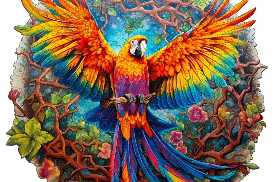 Wooden Jigsaw Puzzle-Curious Parrot 66d9d1e3851b4