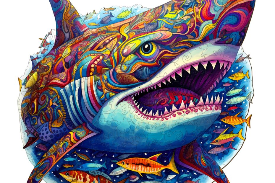 Wooden Jigsaw Puzzle-Fierce Shark 66dedad3bbd5e