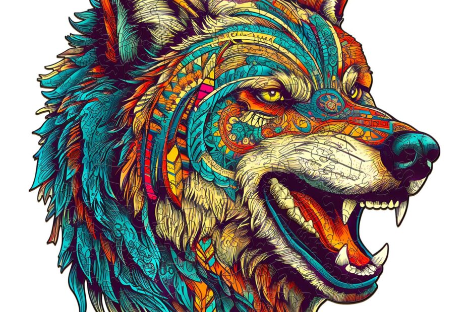 Wooden Jigsaw Puzzle-Fierce Wolf 66df2d6747999