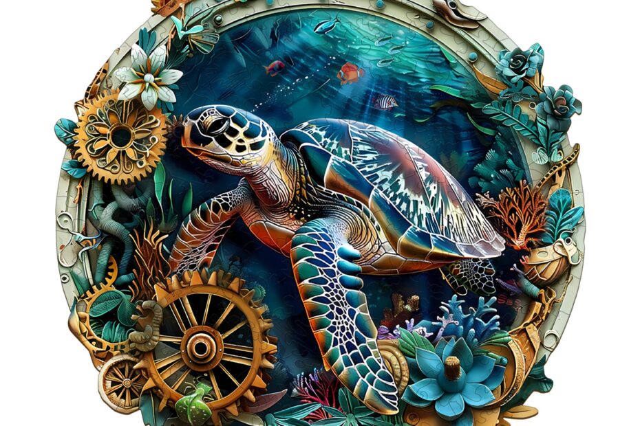 Wooden Jigsaw Puzzle-Embossed Turtle 66da39113c0e8