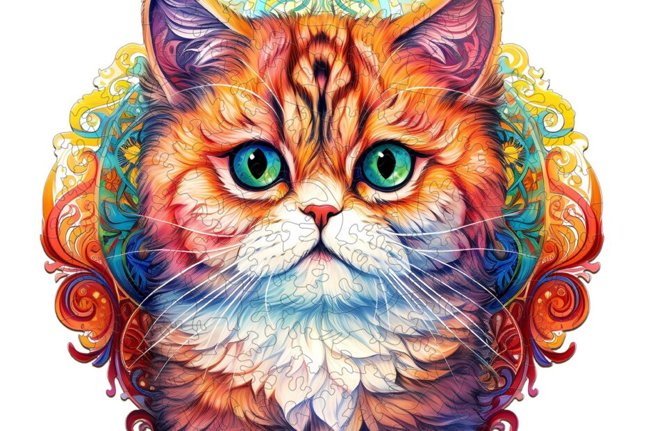 Wooden Jigsaw Puzzle-MANDALA CAT 66dfe7022c183