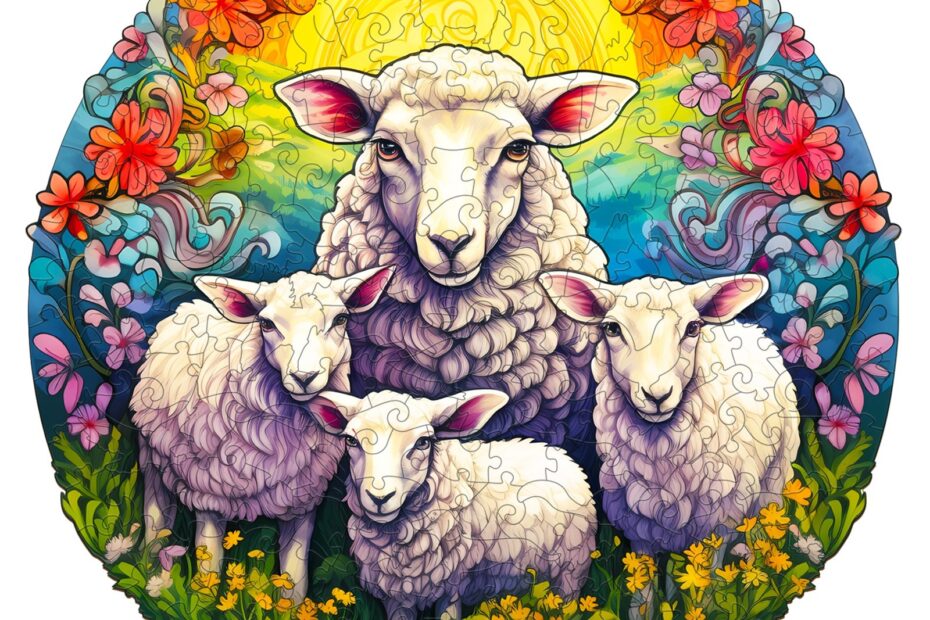Wooden Jigsaw Puzzle-MANDALA SHEEP 66e0a0c6e69b7