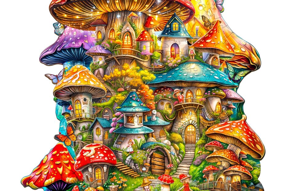 Wooden Jigsaw Puzzle – Mushroom House 66e126c25acb9