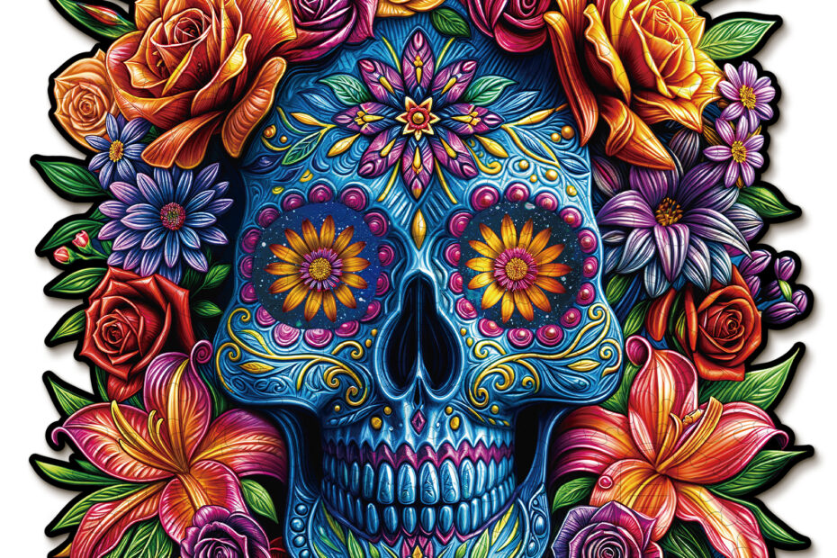 Wooden Jigsaw Puzzle-Painted Skull Head 66db26146c55a