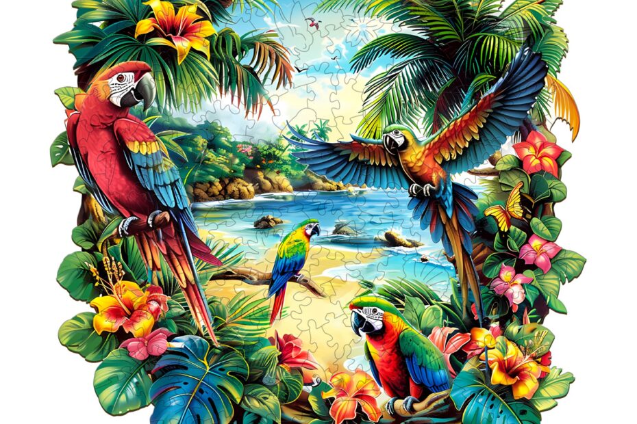 Wooden Jigsaw Puzzle-Tropical Parrot 66db59c135a5a