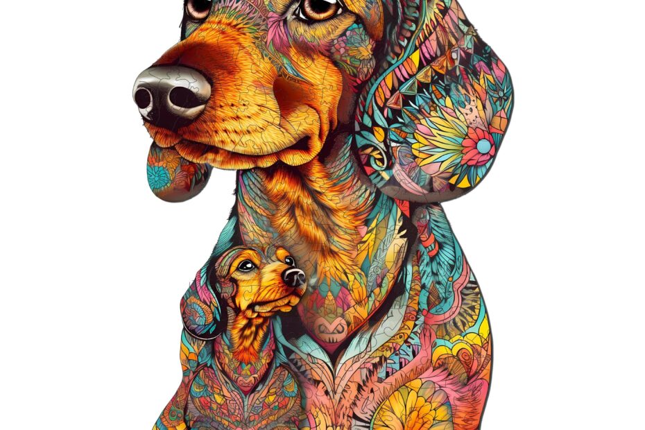 Wooden Jigsaw Puzzle-Parent-Child Dachshund 66e270c544e49