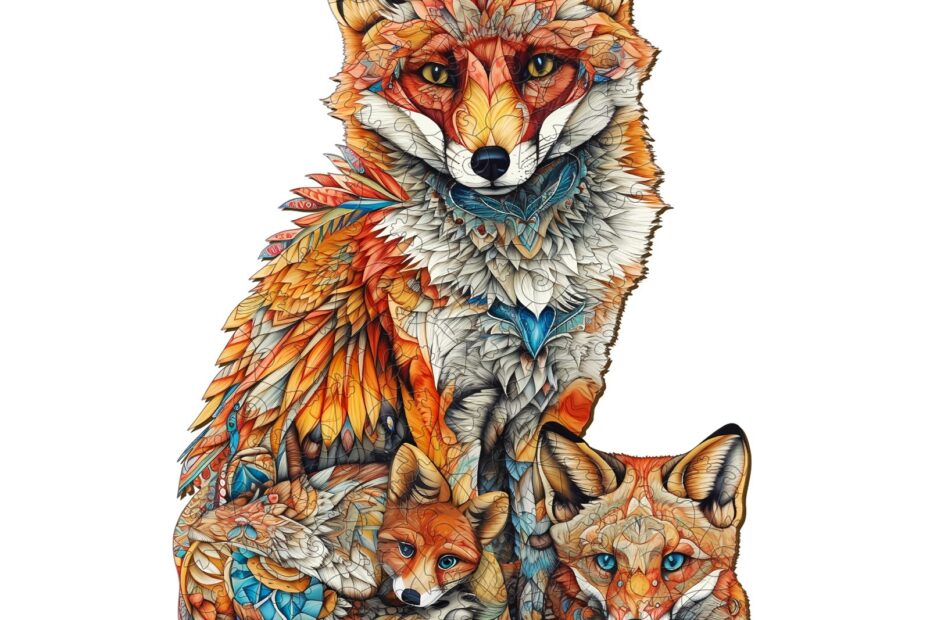 Wooden Jigsaw Puzzle-Parent-Child Fox 66e1f4f276cdf