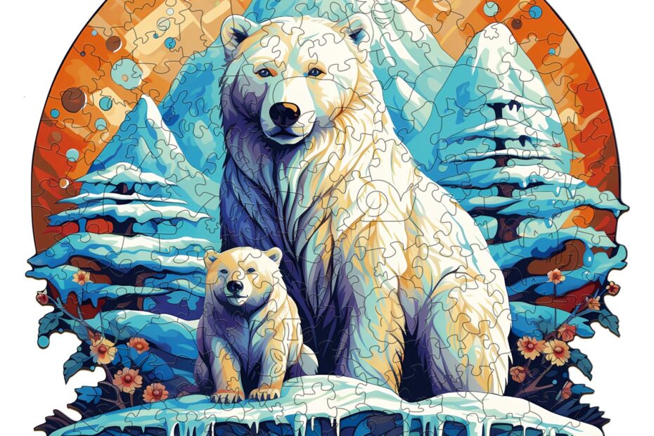 Wooden Jigsaw Puzzle-Polor bear family-2 66e1a289209f9