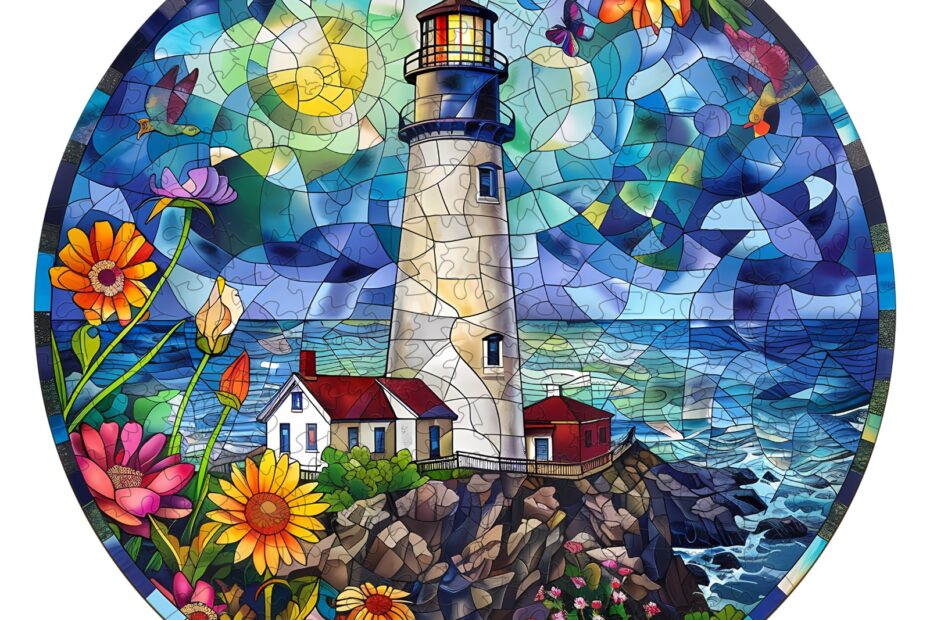 Wooden Jigsaw Puzzle-Stained Glass Lighthouse 2 66e2d7d1ca93f