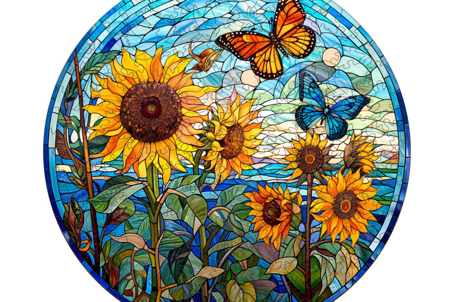 Wooden Jigsaw Puzzle – Stained Glass Sunflower 66d974f2b1bbf