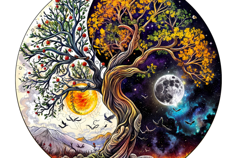 Wooden Jigsaw Puzzle-Sun and Moon Tree of Life 66df232b2283a