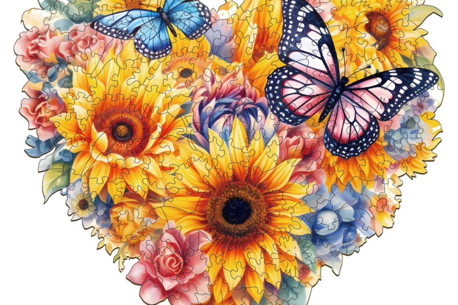 Wooden Jigsaw Puzzle-Sunflower and Butterfly 66da8b66a7591