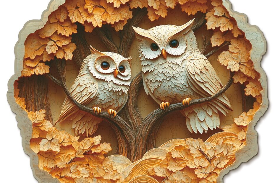 Wooden Jigsaw Puzzle – Autumn Owls