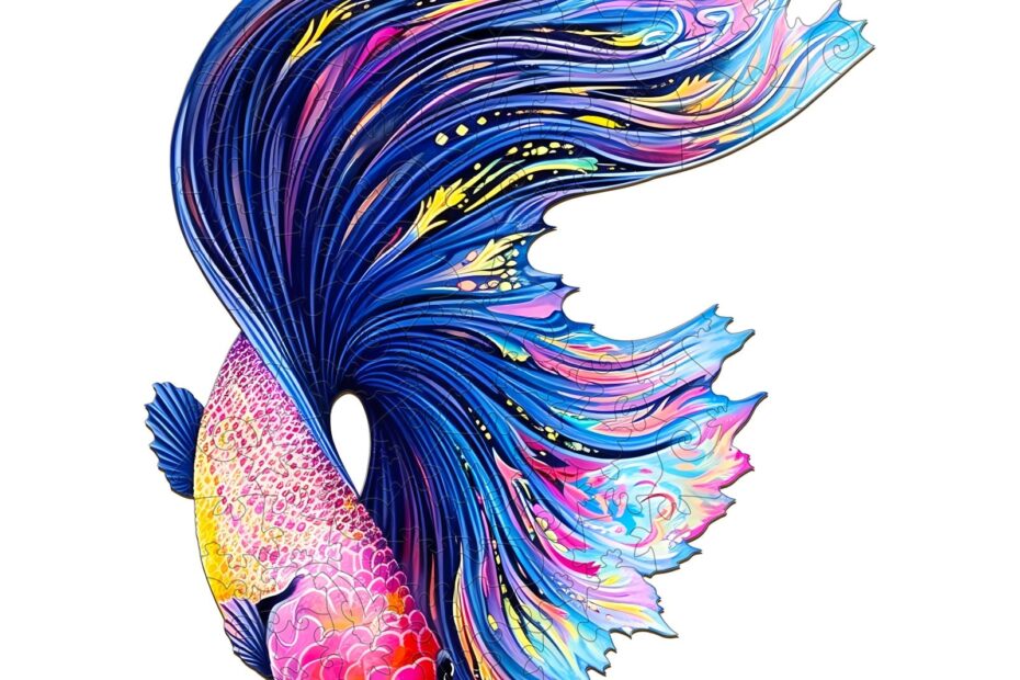 Wooden Jigsaw Puzzle-half moon betta