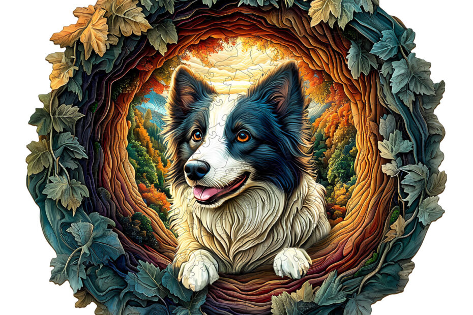 Wooden Jigsaw Puzzle – 3D Border Collie