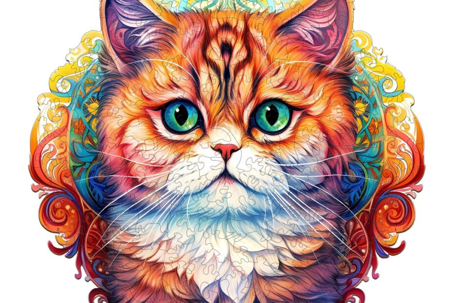 Wooden Jigsaw Puzzle-MANDALA CAT