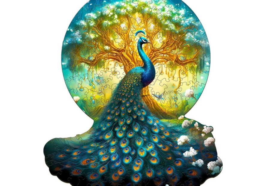 Wooden Jigsaw Puzzle-Noble Peacock