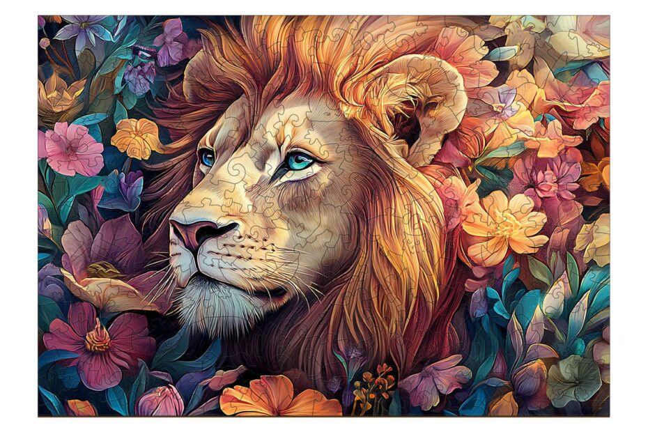 Wooden Jigsaw Puzzle – Blossom-Kissed Lion