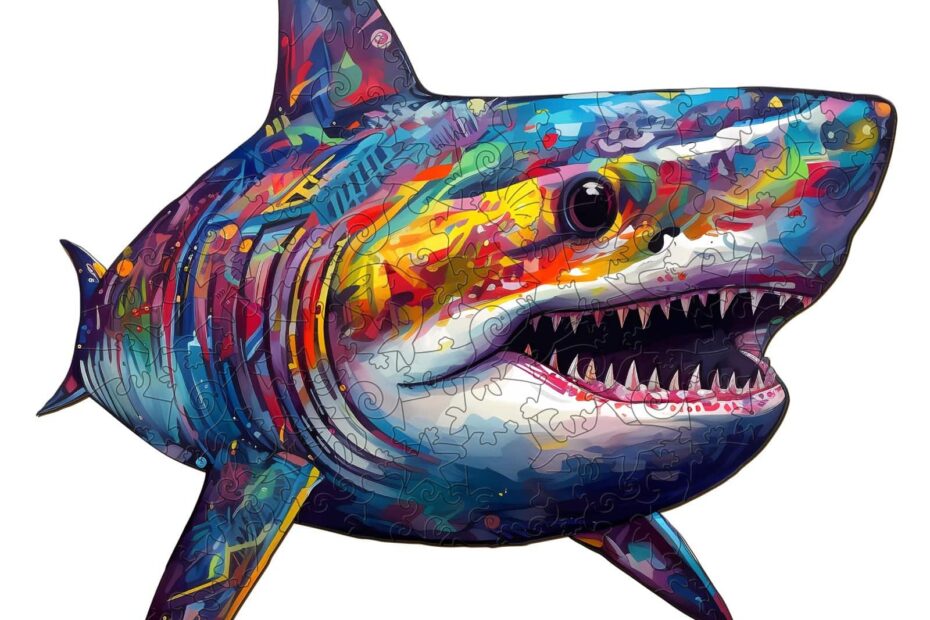 Wooden Jigsaw Puzzle-Colored Shark