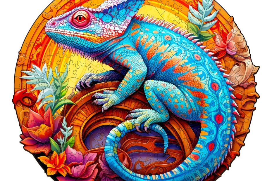 Wooden Jigsaw Puzzle – Unique Chameleon