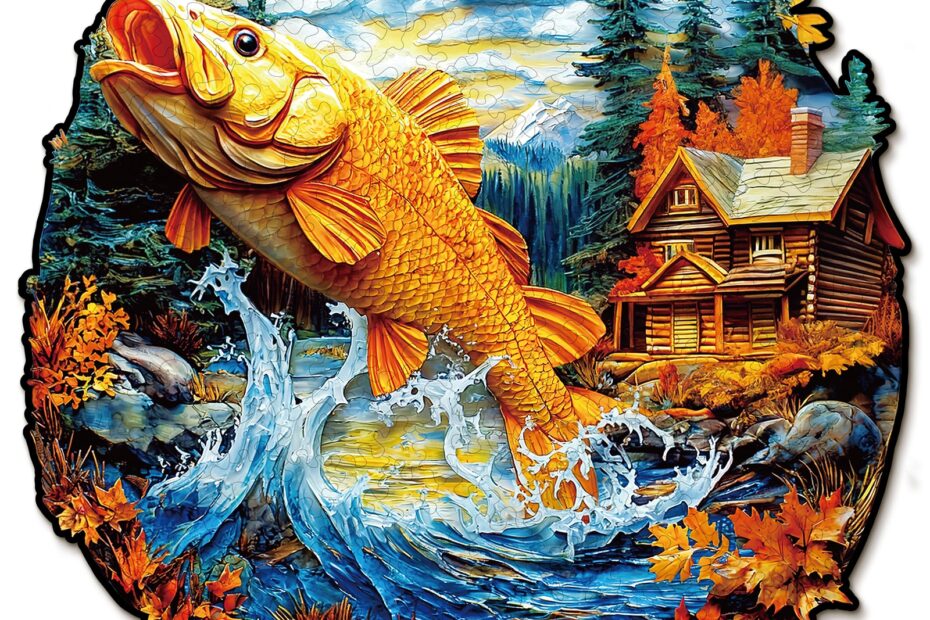 Wooden Jigsaw Puzzle – Vibrant Jumping Fish