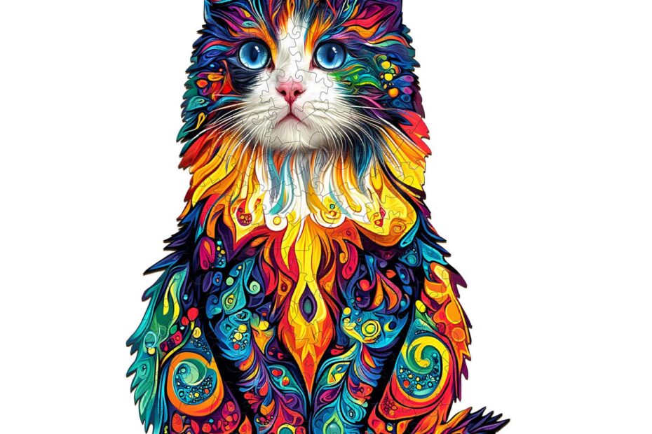 Colorful Ragdoll Cat 2 – Wooden Jigsaw Puzzle