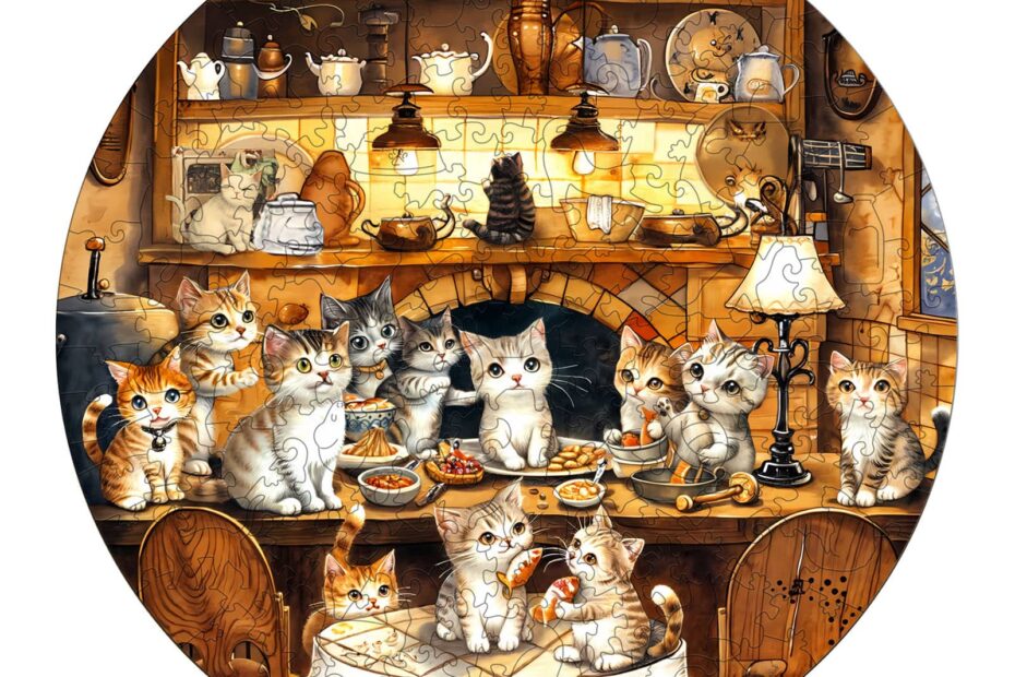 Wooden Jigsaw Puzzle – A Dinner for Kittens